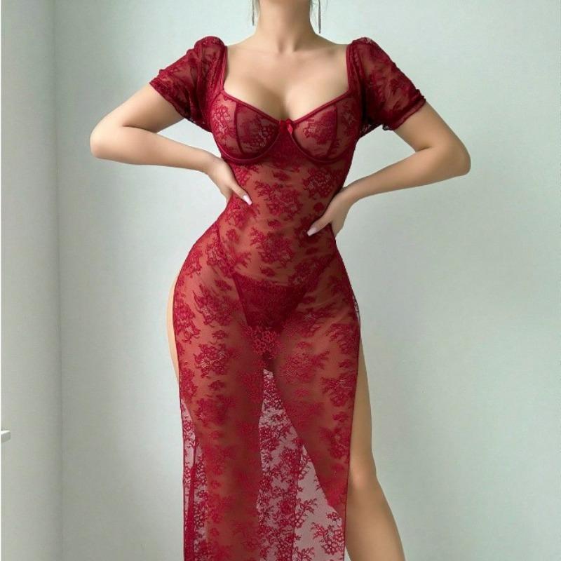 Sexy Women S Lace See Through Bodycon Lingerie Dress