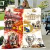 1pc Blanket - Football Club Logo Print Design, Lightweight Blanket for Sofa, Bed- Soft &Warm, Gift for All Seasons
