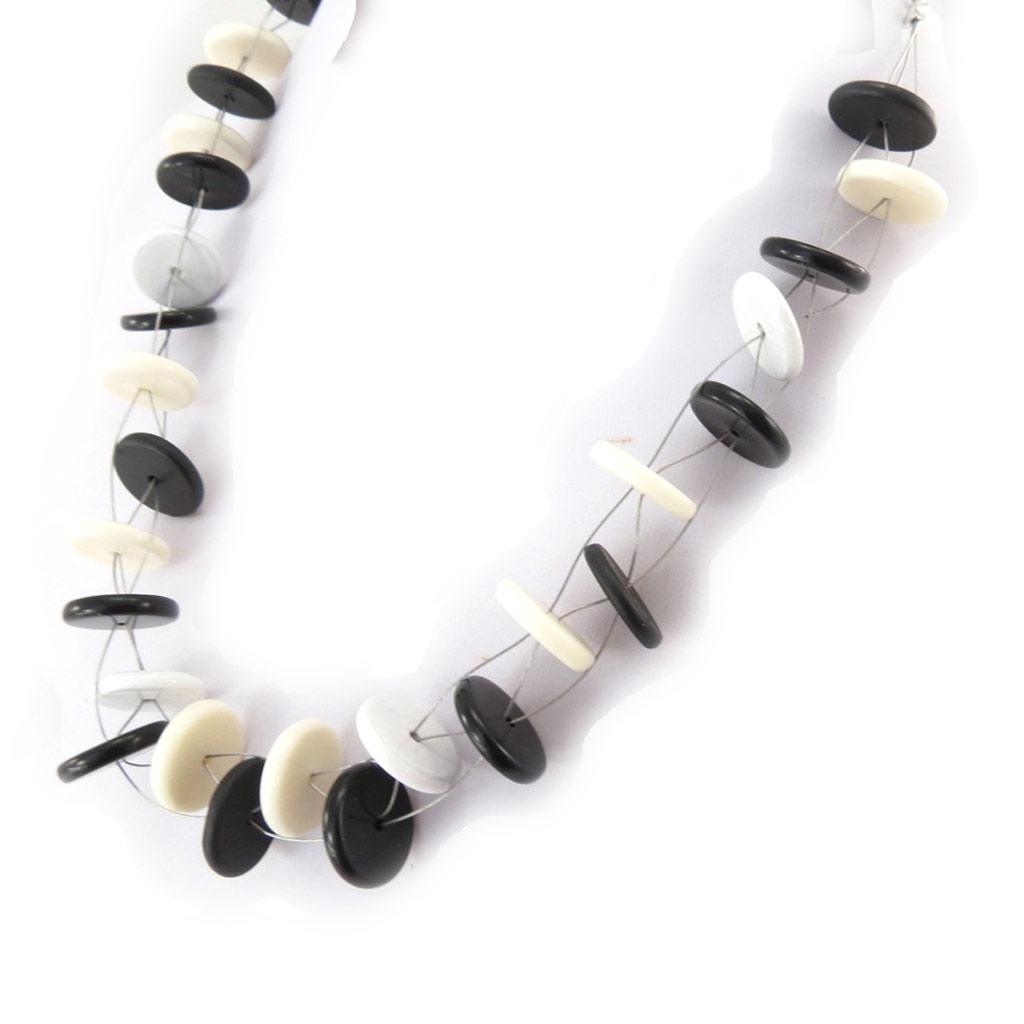 NOA [K0181] - Collier Créateur 'Coloriage' noir ivoire