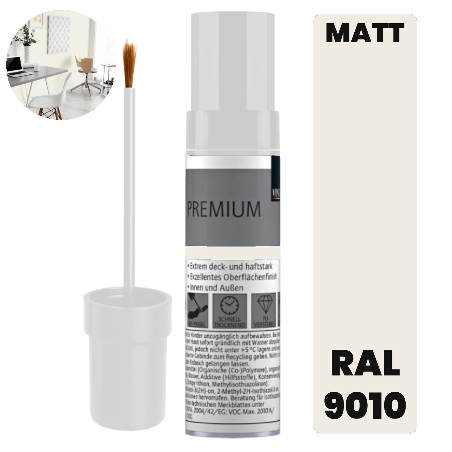 Peinture de retouche blanche pour meubles de cuisine et de salon RAL 9010 mat