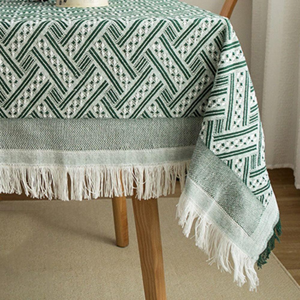 French Rustic Interweaving Grid Tablecloth Rectangular Coffee Table Mat Table Cover Dining Table