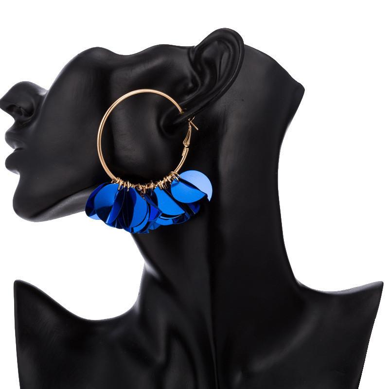 Sequin Flower Colorful Earrings In Alloy For Trendy And Creative Style