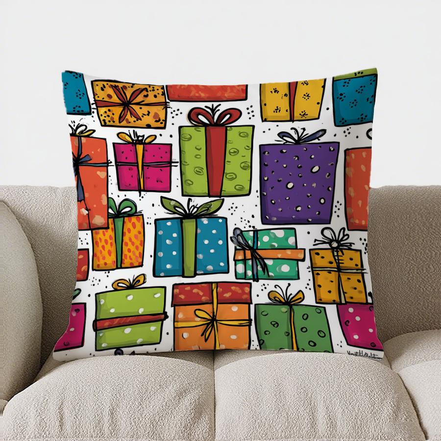Home Decor Christmas Geometric Pattern Throw Pillow Cover Pattern Cushion Cover Suitable For Sofa Bedroom Car Pillow Cover