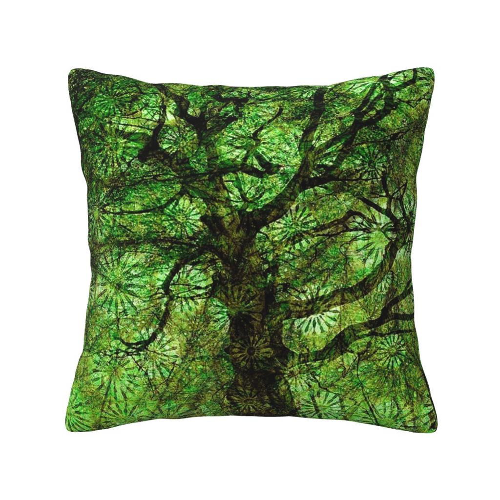 Magic Green Tree Square Pillowcase Cushion Cover Pillow Case Throw Pillow Cover for Home Sofa Living Room