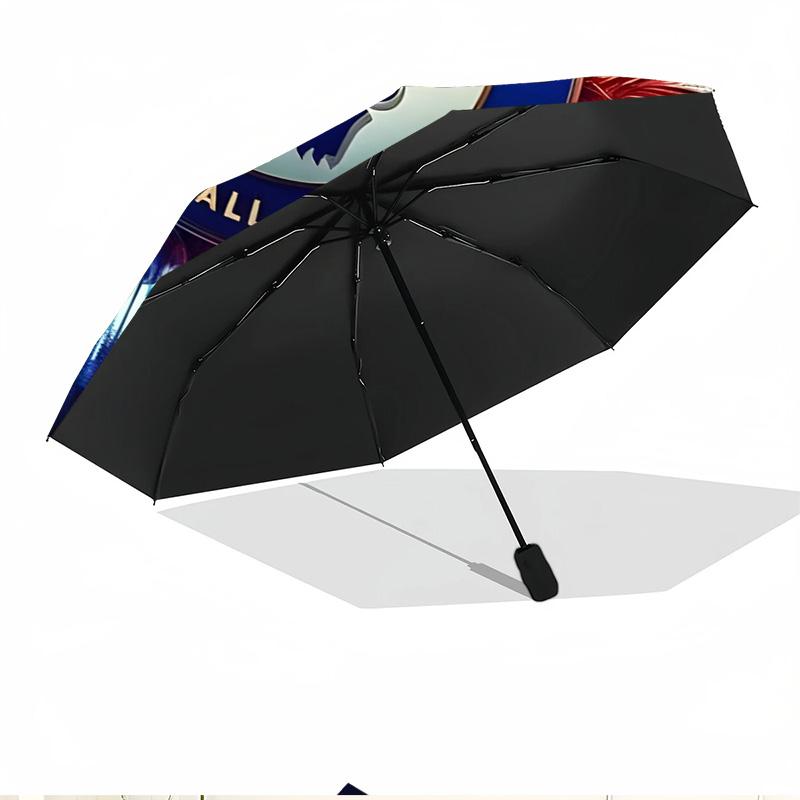 Football F Print Automatic Open Close Umbrella, Portable Foldable Umbrella, for Outdoor Commute Camping Trip, Ideal Birthday Gift