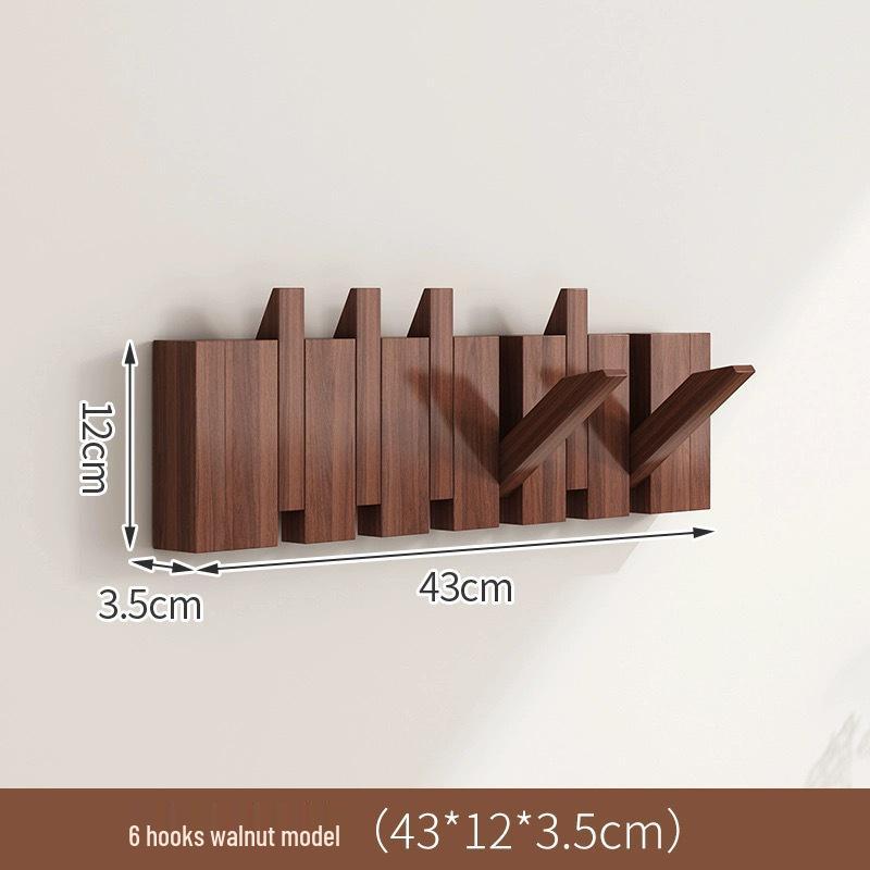 No-Drill Wall-Mounted Japanese Style Solid Wood Coat Hook for Hallway or Entrance Door