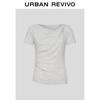 UR Women's Draped Neck Slim Fit Short Sleeve T-Shirt