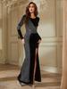 Spring & Autumn European-American Long Sleeve Black Bodycon Evening Dress with Hot Drilling - A021