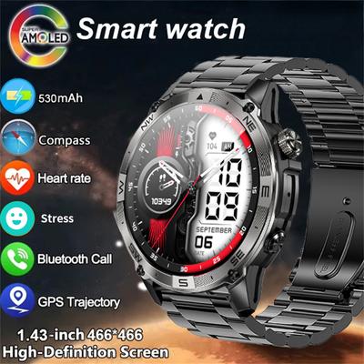 2024 Nowy GPS Smartwatch Kompas, Ciśnienie powietrza, Połączenie Bluetooth 1,43-calowy 466*466 w pełni dotykowy Duży ekran Fitness Sport Smartwatch