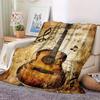 1pc Cozy Guitar & Music Note Print Polyester Blanket – Soft, Warm, and Tear-Resistant Throw for Sofa, Office, Bed, Camping, and Travel – All