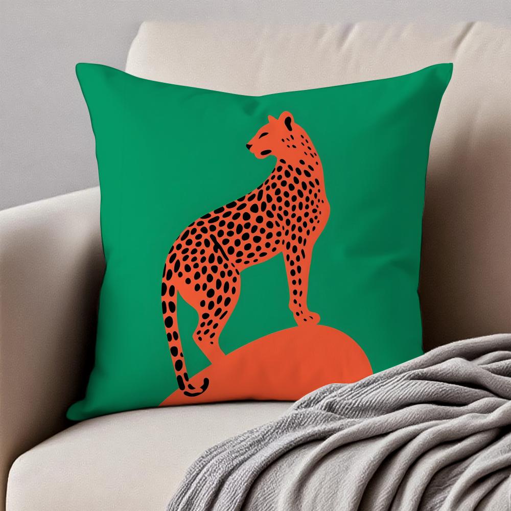 Geometric Animal Leopard Abstract Pattern Art Cushion Cover Pillowcase Antidustmite Invisible Zipper Short Plush Sofa Cushion