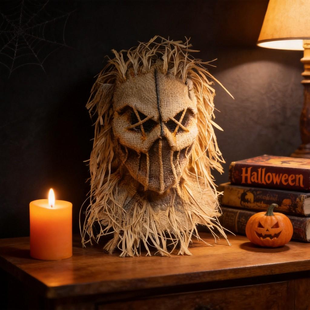 Halloween Horror Latex Scarecrow Mask With Realistic Design For Adult Cosplay