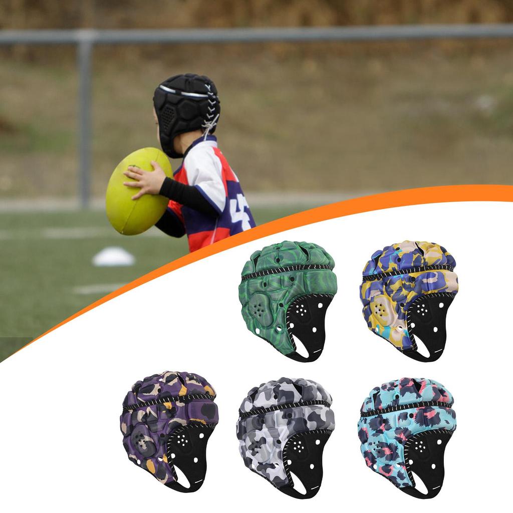 Rugby Helmet Breathable Lightweight Adjustable Sports Cap Football Helmet Kids Sized for Baseball Pitcher Goalkeeper Hat Match