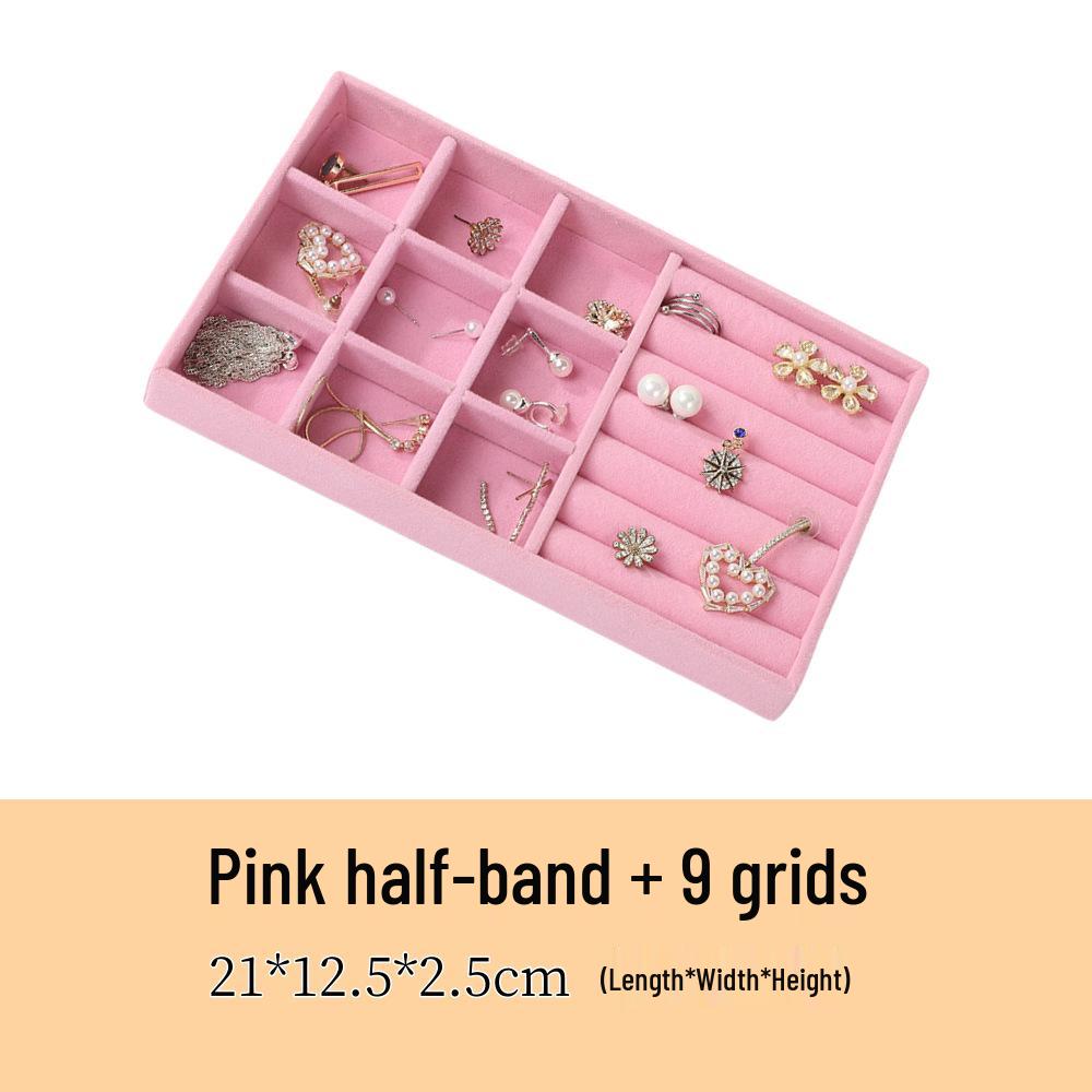 Velvet Jewelry Organizer Tray with Dividers for Necklaces, Earrings, and Rings