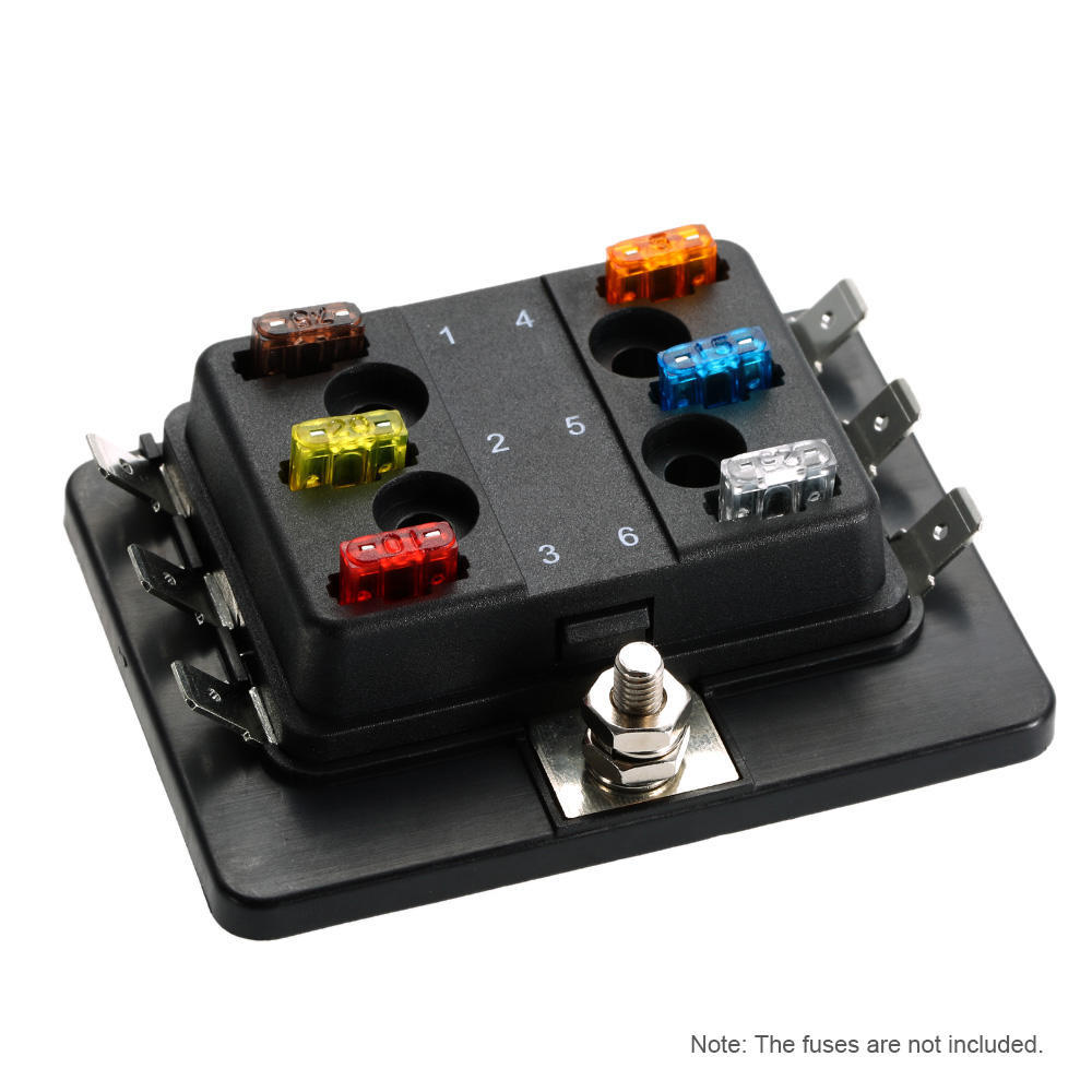 6-vägs minibladssäkringsboxhållare APM ATM 5A 10A 25A för bilbåt Marine Trike 12V 24V