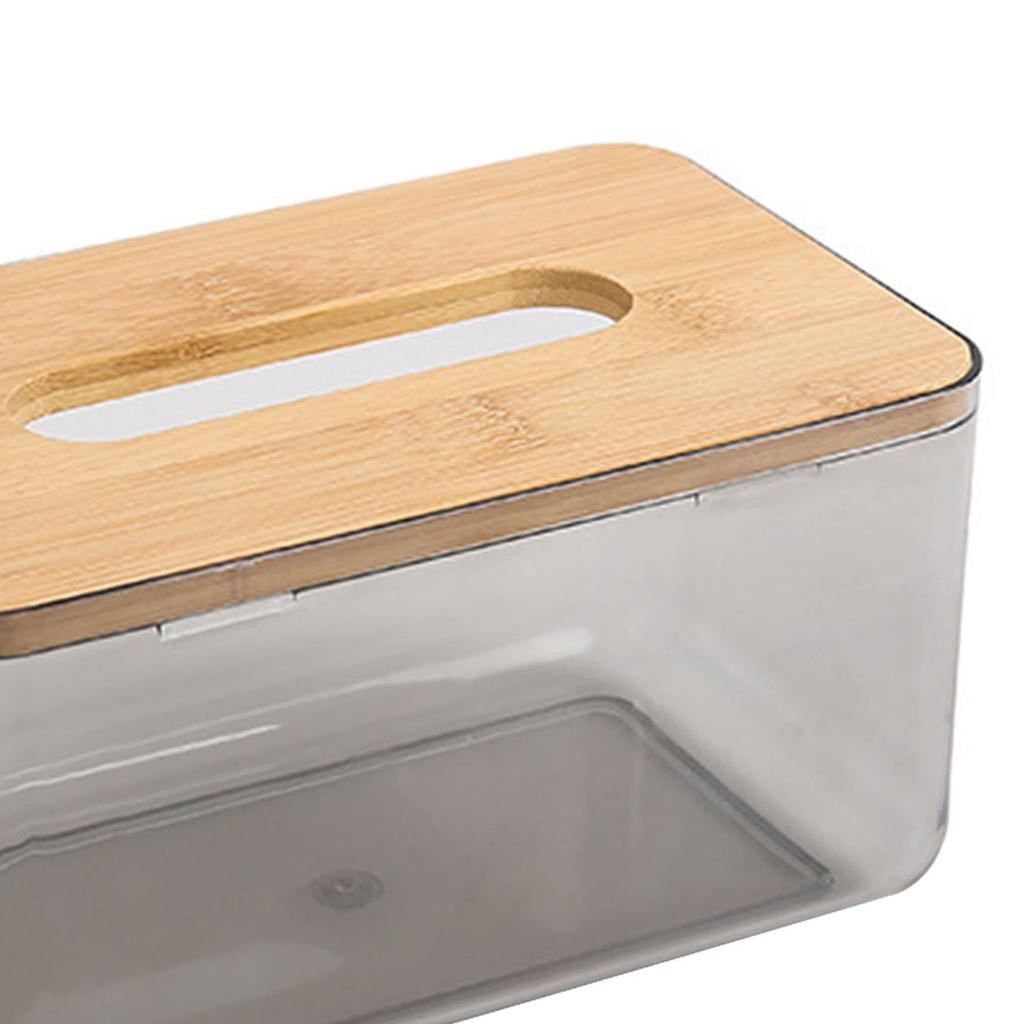 Transparente Taschentuchspenderbox Stilvoll Großes Fassungsvermögen PET Holz Serviettenbox Halter für Badezimmer Küche
