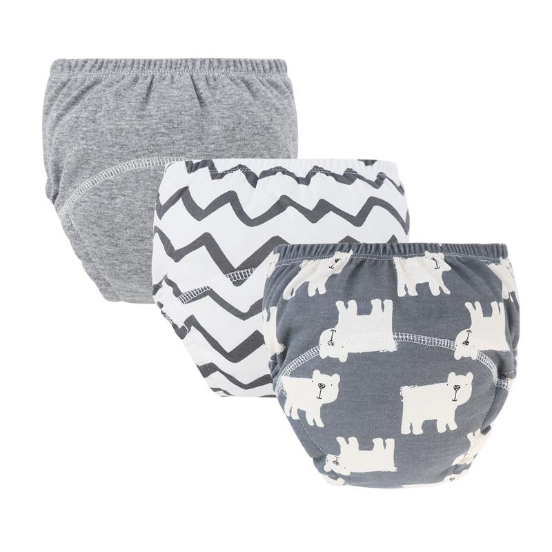 3 Stuks Baby Plasbroekjes voor Meisjes Jongens Wasbare Luiers Baby Stoffen Luiers Herbruikbaar Kinder Ondergoed Peuter Short (Gray,L(11-18kg)) grijze kleur