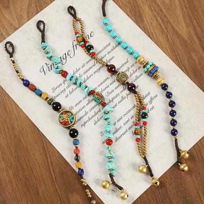 Niche Design Retro Nepalese Ancient Copper Bead Bracelet Female Tibetan Personality Simple Woven Blue Bracelet
