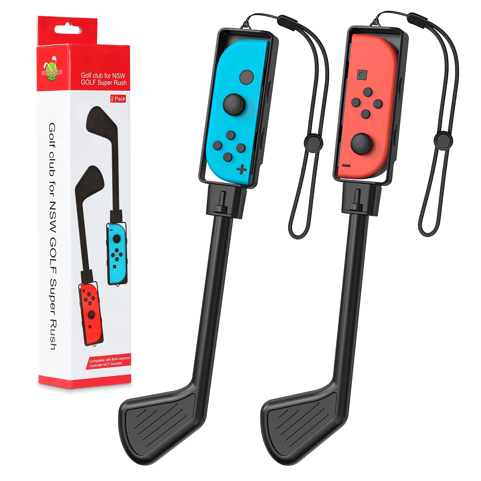 

ATiC Mario Golf Rod for Switch, Super Rush Joy-Con Handle Grip, Compatible with Switch Joy-Con and Nintendo Switch OLED, Black Pair