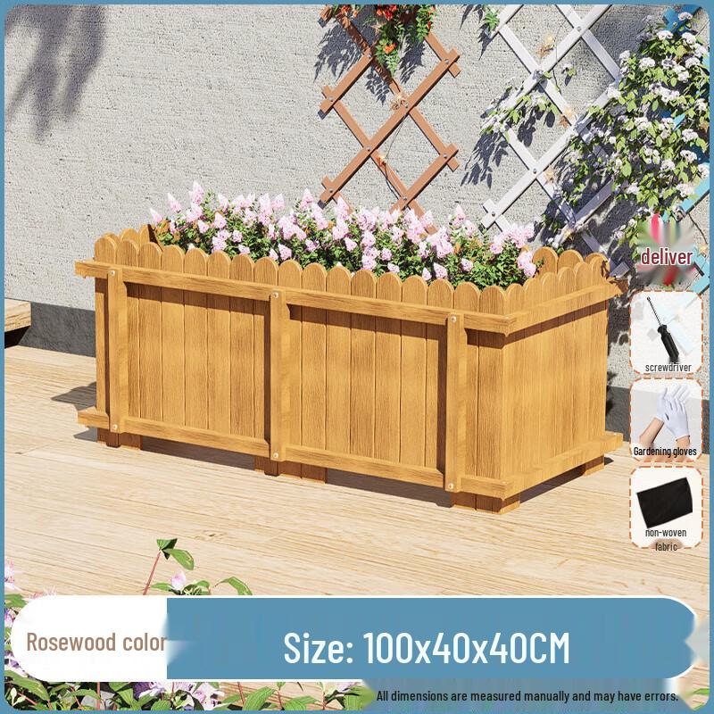 Hualongdun Carbonized Solid Wood Outdoor Planter Box