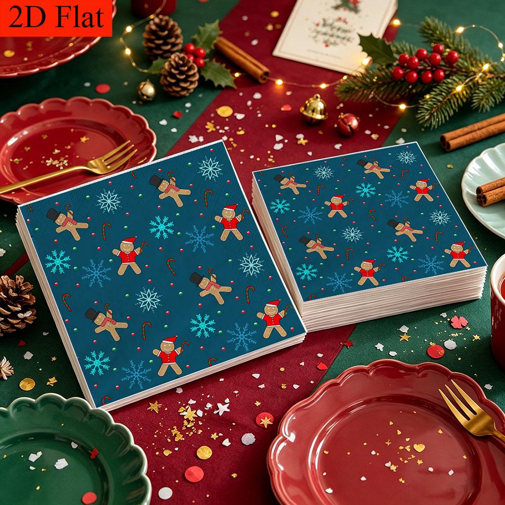 20pcs Disposable Napkins with Christmas elements Pattern Print for Wedding,Parties,and Daily Use for Thanksgiving Fall Christmas Table Decoration