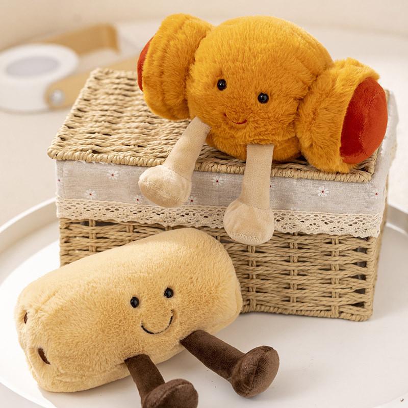Adorable Plush Toast Bread Toy Small Cute Doll Croissant Baguette Pretzel Hanging Ornament Soft Short Plush