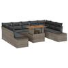 VidaXL Set de salle à manger de jardin de 10 pièces avec coussins en poly rotin gris et acacia 3350006