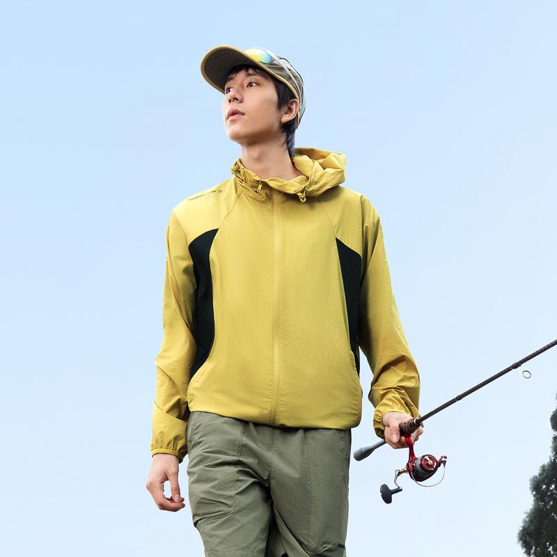 Li Ning CF Breathable Water-Resistant UV Protection Windbreaker Men Outerwear Mixed-Yellow AFDV371-6