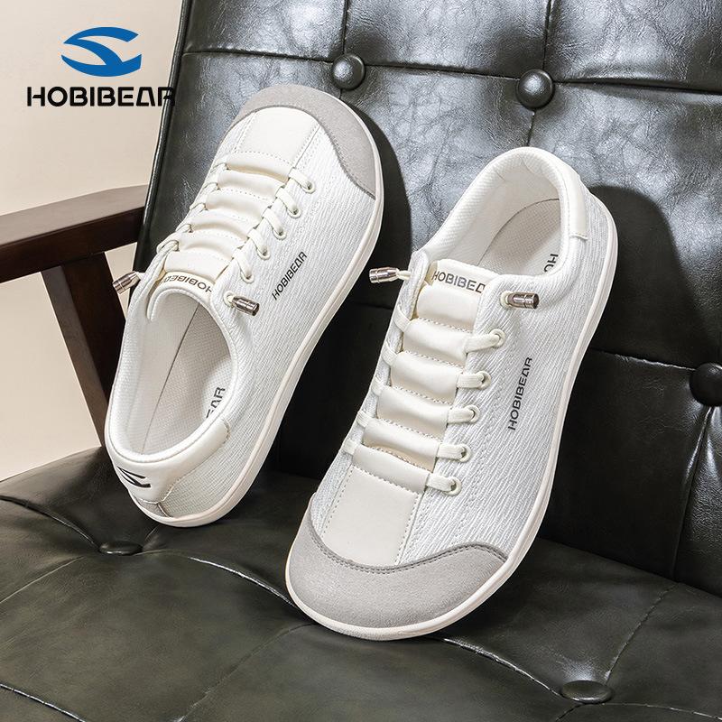 HOBIBEAR Leather Barefoot Shoes Lightweight Wide Toe Box Zero Drop Slip-on Shoes for Women and men