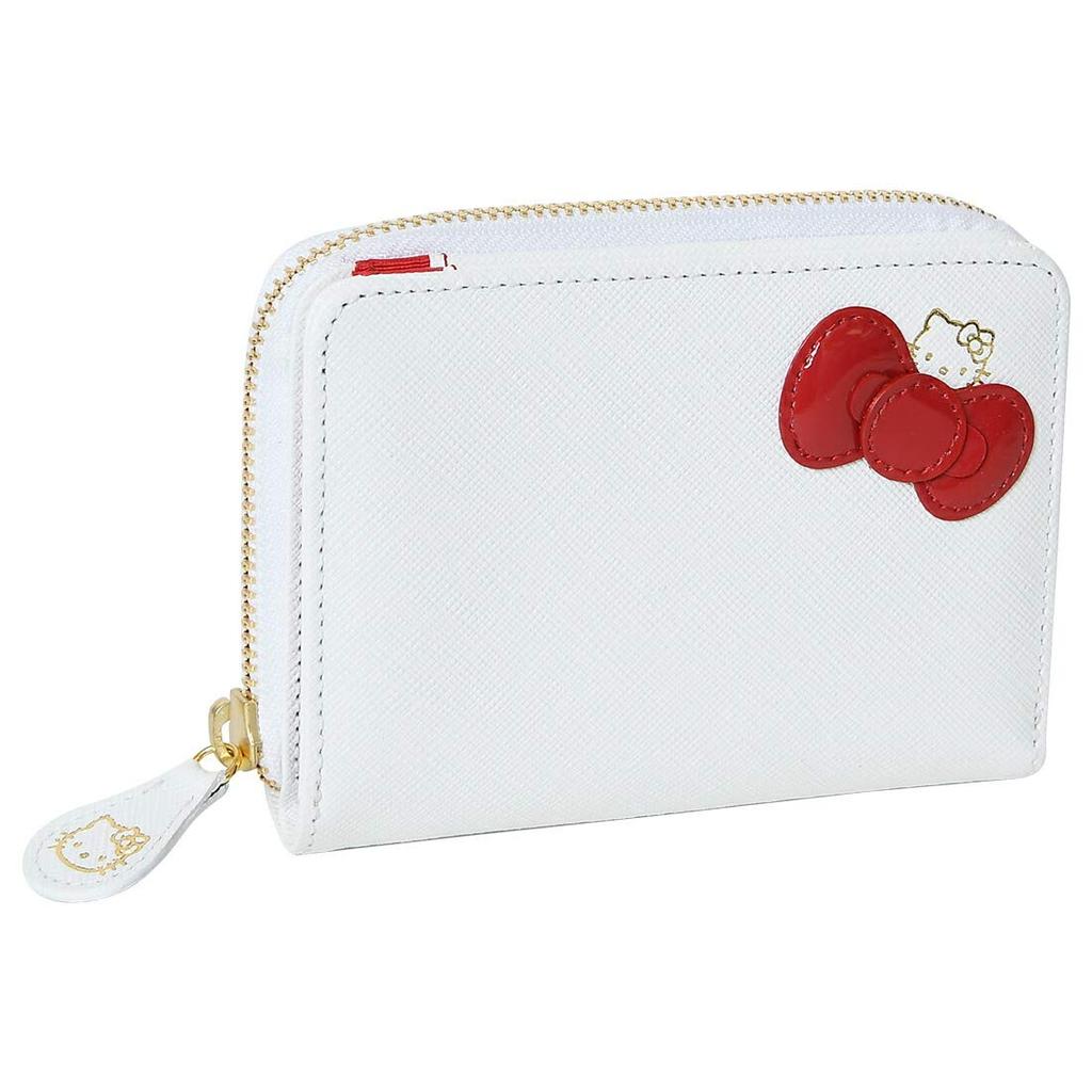 Hello Kitty Women's Bifold Wallet with Genuine Leather Ribbon (White) 12161