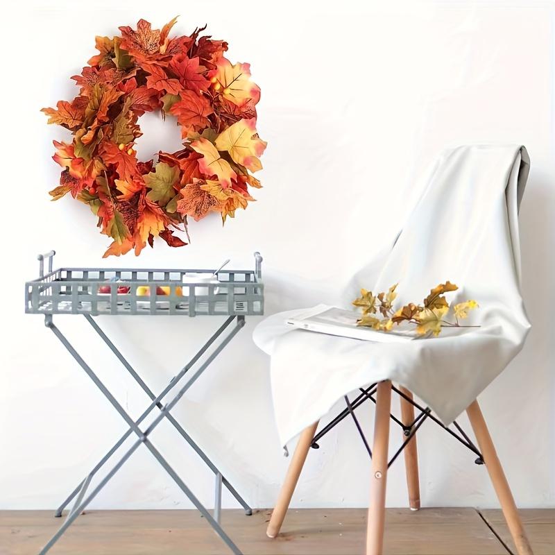 1PC Extra Long 78.74 Faux Maple Leaf Wreath - Realistic Fall Shades Red, Orange & Yellow Green | Heavy Duty Plastic Branches Vines