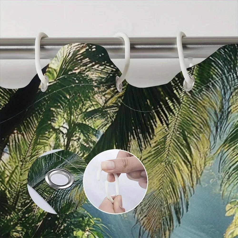 Rideau de douche Paradis Tropical: Décor de jungle serein pour salle de bain, ambiance tranquille avec lumière du soleil et eaux claires