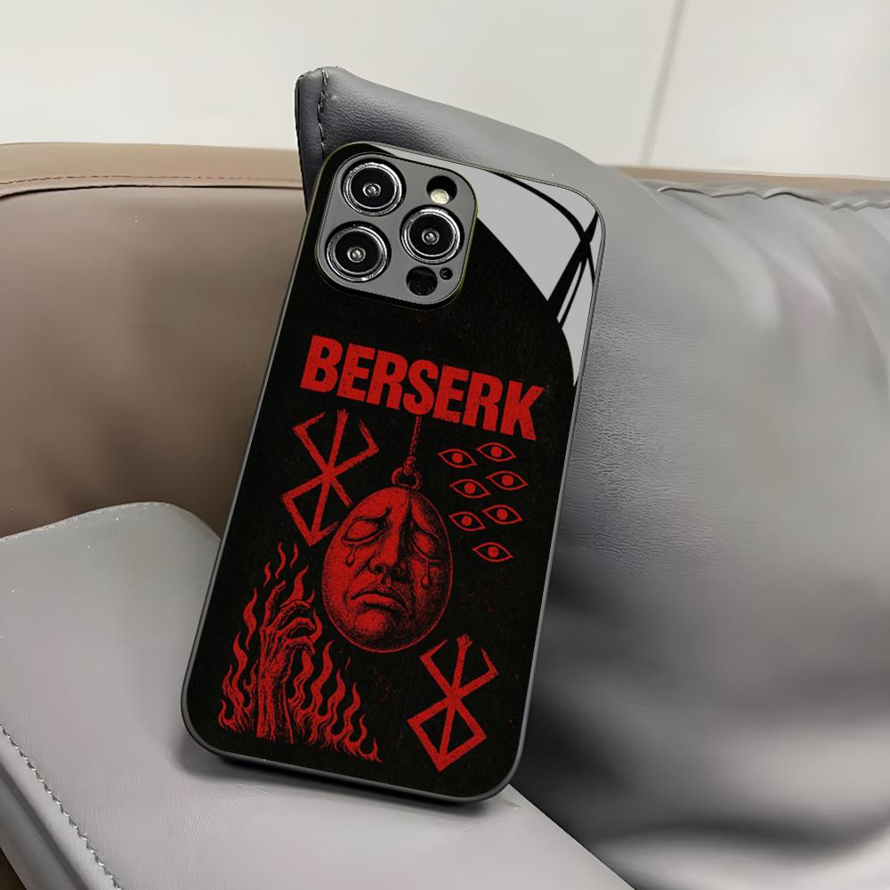 Berserk Japanese Anime Phone Case for Iphone 17 Air 16 15 14 12 11 13 Pro Max Mini X Xr Xs Puls Black Glass Cover