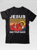 Jesus Has Your Back Jiu Jitsu Retro Christian T-Shirt Cotton Graphic Tee Unisex Unisex Summer Streetwear