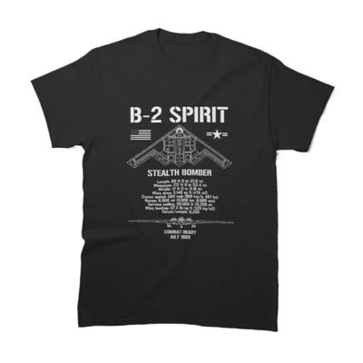 B2 Spirit Stealth Bomber Specs Military Aircraft TShirt 100 Cotton ONeck Short Sleeve Summer Casual Mens Tshirt Size S3XL