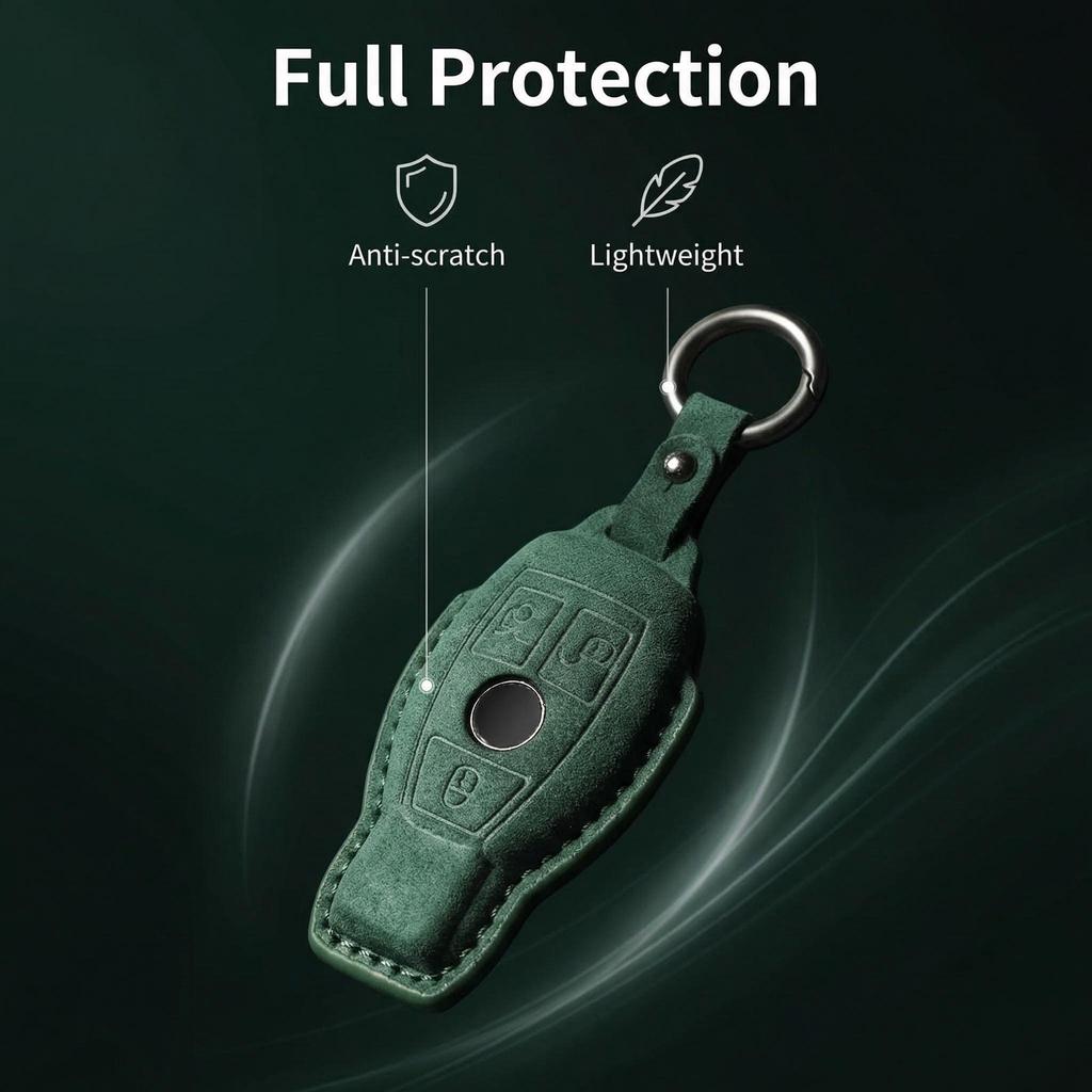 Suede Faux Leather Car Key Case Cover Protective Benz C180 C200 C260 C300 W108 W168 CLA GLA GLB Class Auto Keychain Styling BE1