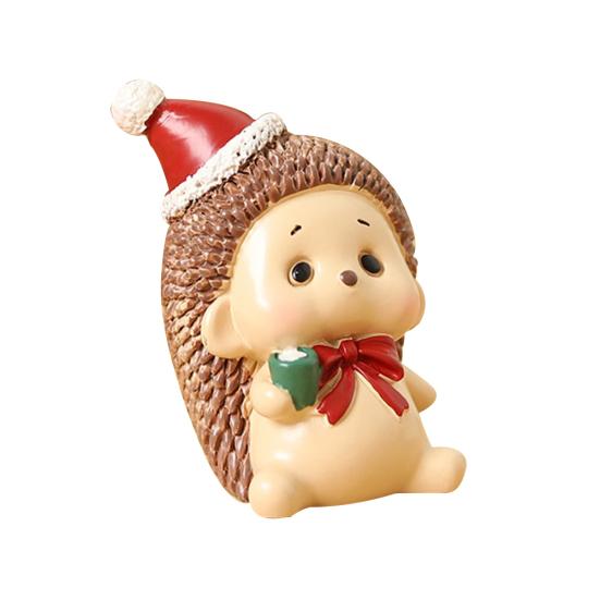 Puntos Home Christmas Cartoon Santa Elephant Resin Miniature Figurine Ornament Decor
