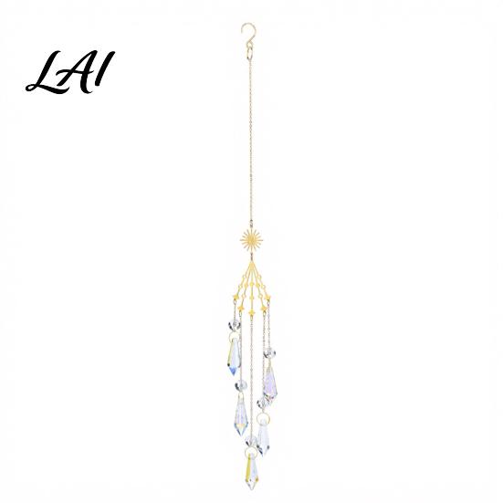 Artistic Patio Accents Crystal Suncatcher Rainbow Maker Prism Hanging Wind Chime Pendant Outdoor Courtyard Decoration for Window Balcony,