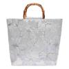 Borsa Tote Jacquard in Tela Chegsam Accessori Manico con Giunzione in Bambù Borsa a Mano Stile Cinese Grande Capacità Chiusura con Zip