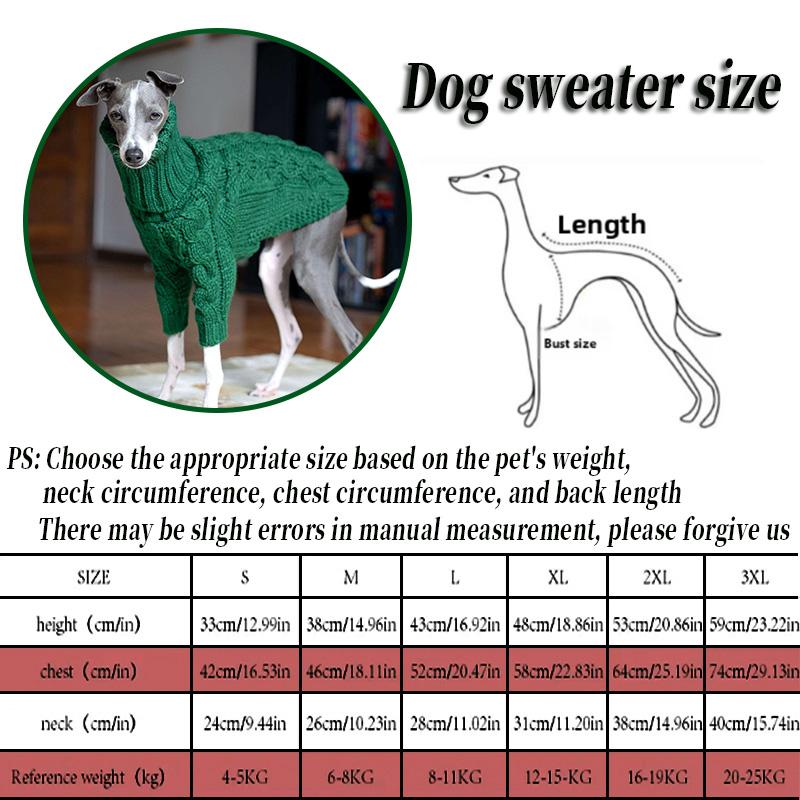 Christmas Green Dog Sweater Autumn Turtleneck Thickened Pet Sweater Italian Greyhound Whippet Two-legged Knitted Dog Clothes