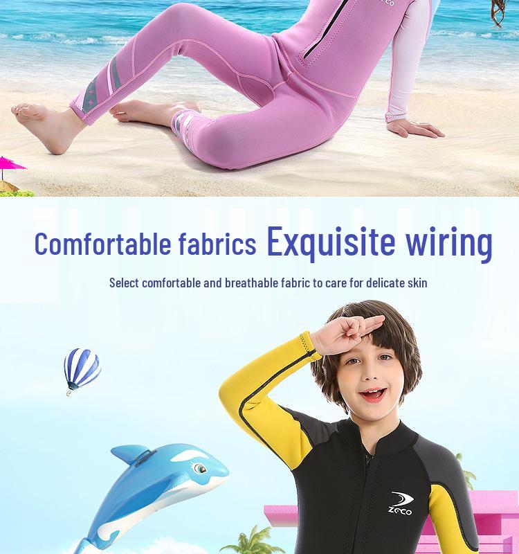 2.5mm Kids Long Sleeve Wetsuit - Warm, Quick Dry, Sun Protection Swimwear for Medium & Large Children