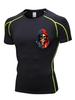 Men's Compression Shirt Quick Dry Black Gym T-Shirt USA Flag Skull Print Workout Sportswear