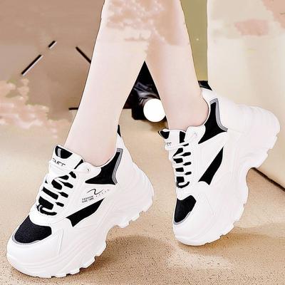 Soft Leather Dad Shoes Women's 2025 Summer New Versatile Inner Height Increase Women's Small Mesh Breathable Sneakers