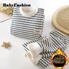New Autumn Winter Kids Pajamas Baby Boys Girls Striped Thicken Warm T-shirt with Pants Youth Pyjamas Sleepwear Clothing Sets