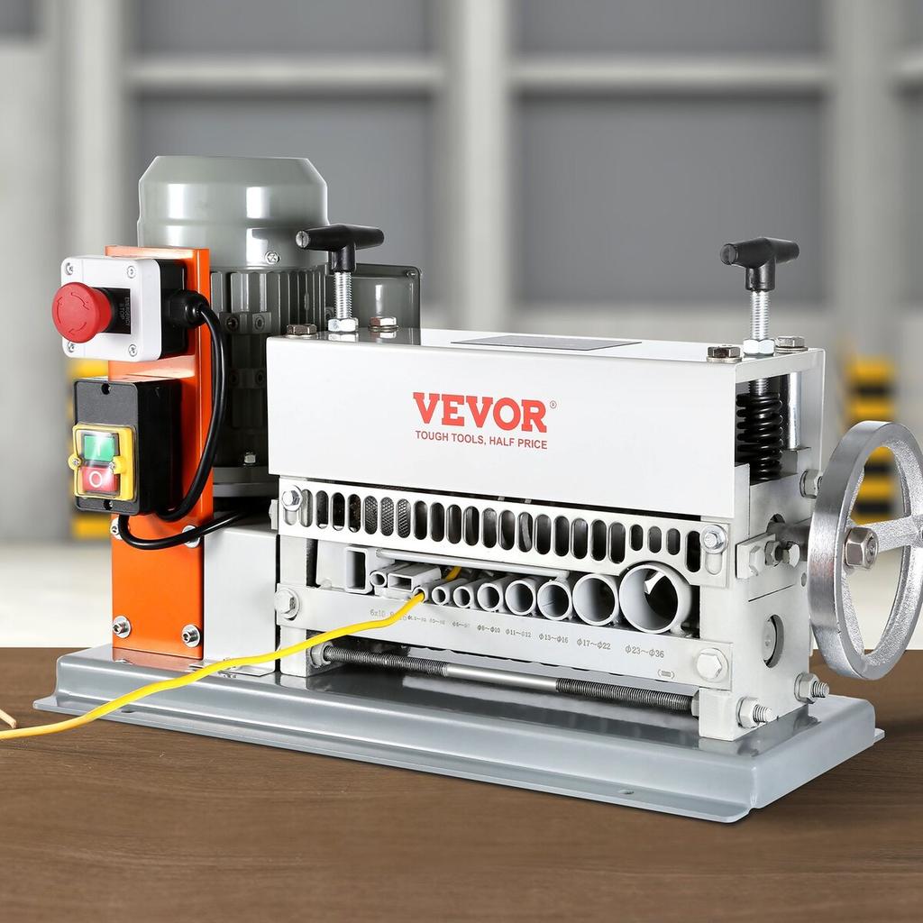 Automatic Wire Stripping Machine, 0.06''-1.42'' Electric Motorized Cable Stripper, 370 W, 88 Ft/min Wire Peeler with An Extra Manual Crank, 11
