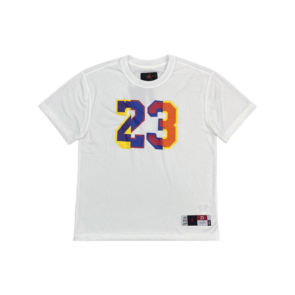 Men s Air Jordan SS22 DNA Colorblock Numeric Printing Mesh Breathable Short Sleeve White T-Shirt DJ6387-100 M