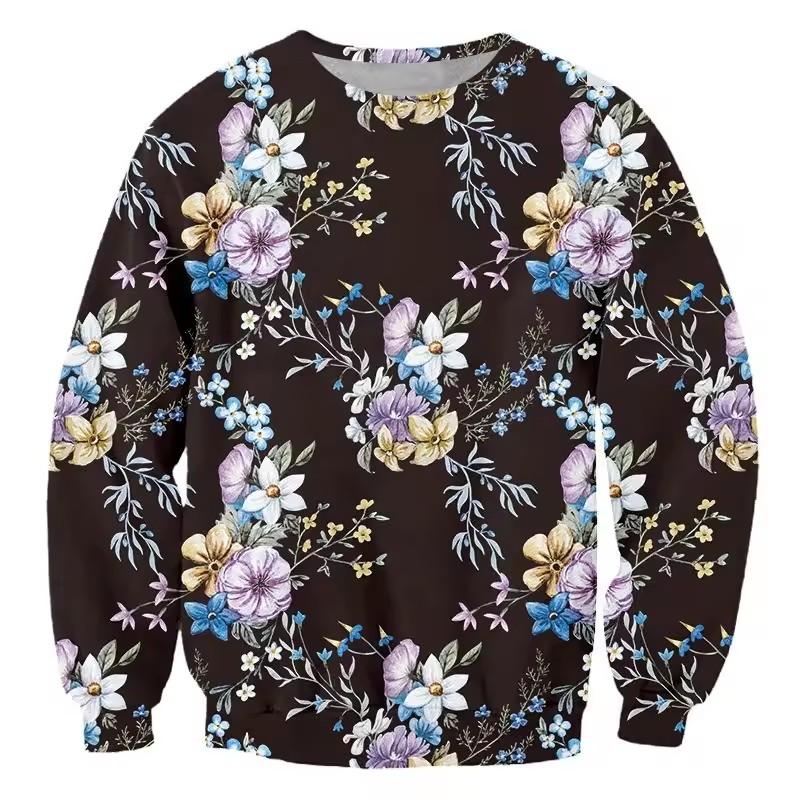

3D Print Plants Flower Leaf Hoodie for Men Long Sleeve Sweatshirt Harajuku Fashion Round Neck Hoodie Spring Autumn Pullovers M
