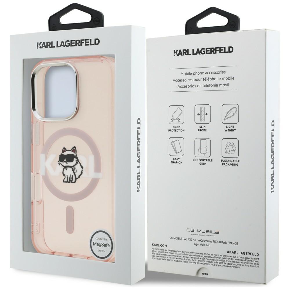 Karl Lagerfeld IML Choupette Sketch Logo MagSafe Case for iPhone 16 Pro Max Pink