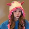Funny Personality Cute Handmade Knitted Wool Hat Children Autumn and Winter Little Monster Warm Ear Protectors Straps Lei Feng Hat Tide