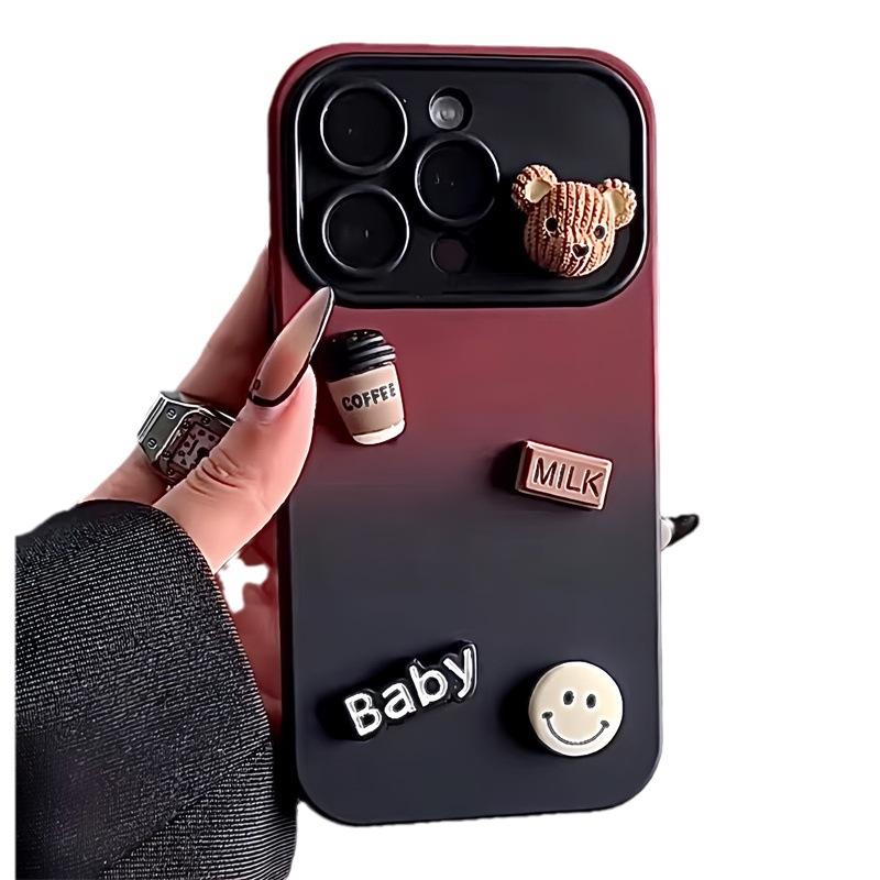 Suitable for Apple 16 Gradient Phone Case, Matte Bear, IPhone15 Protective Case, 14Promax, High-end Silicone